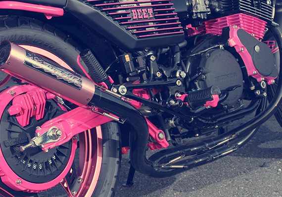 - produced motorcycle shop HONDA-  black & pink line
